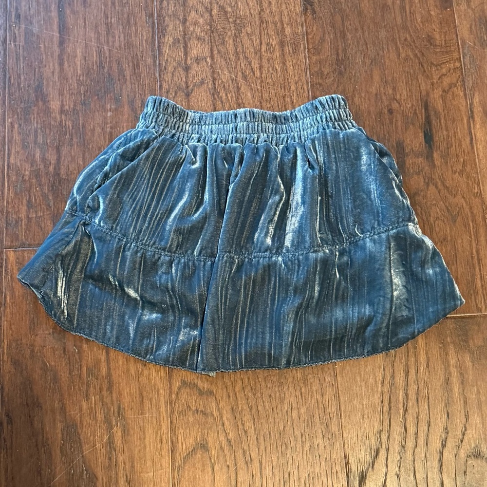 Zara Blue Crinkled Velvet Velour Skort - Kids Girls Size 6 EUC